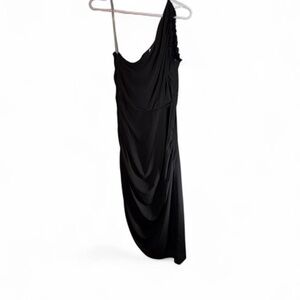 Halston Heritage Black One-Shoulder Dress